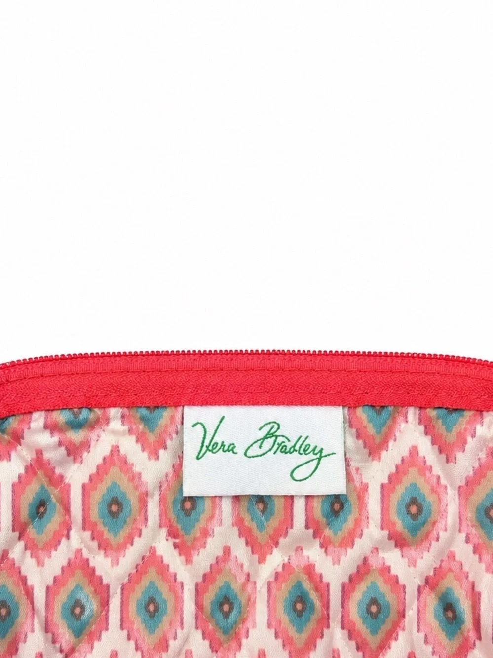 Vera Bradley Medium Cosmetic Bag Call Me Coral Quilted Zip Pouch NWOT